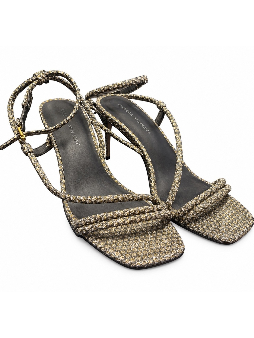 Rebecca Minkoff Gold & Silver Metallic Dotted Strappy Heeled (W 8.5)